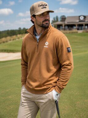 Hooey Cowboy Golf Ace Mocha Bisque 1/4 Zip Pullover Sweatshirt NWT L Golfcore